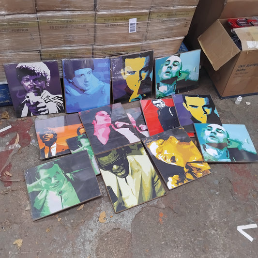 Job Lot of 12 Assorted Pop Art Wooden Wall Images