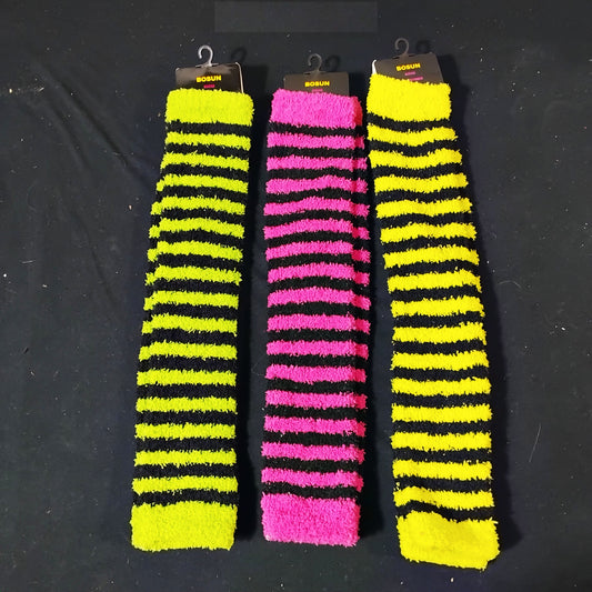 Job Lot of 12 Pairs Bosun Flourescent Striped Leg Warmers, Assorted Colours
