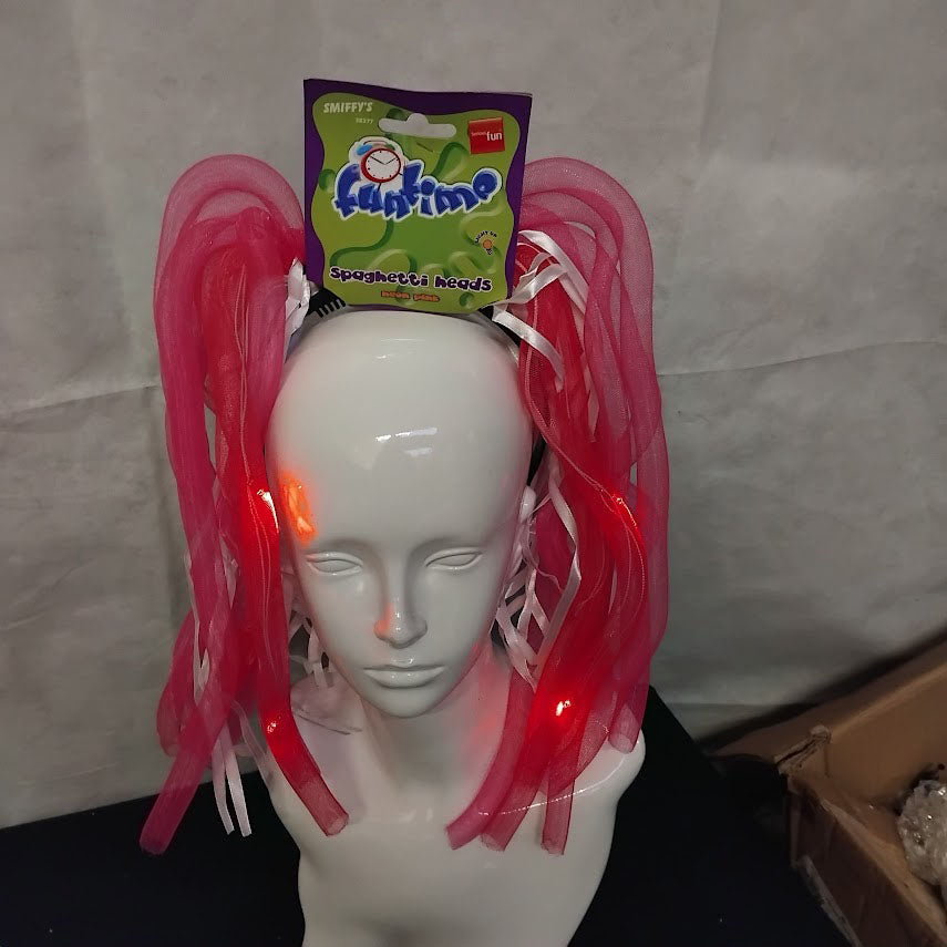 Job Lot of 12 Neon Pink Light Up Spaghetti Heads