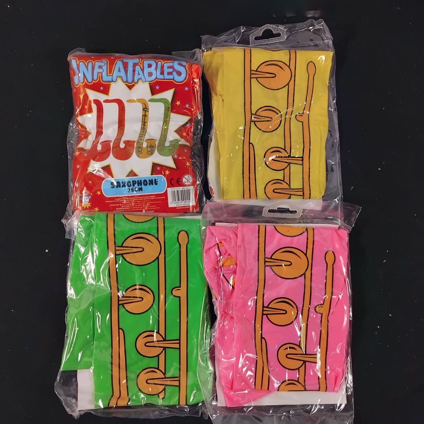 Job Lot of 12 Inflatable 75cm Saxophones - Assorted Colours