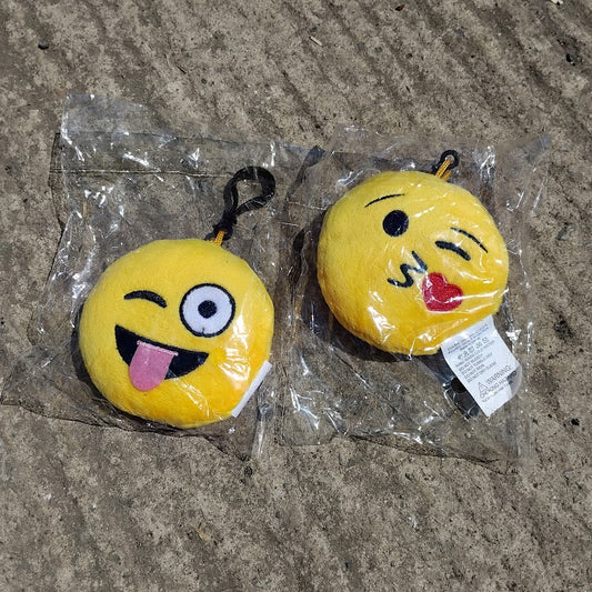 Job Lot of 12 Emoji Plush Bag Hangers, Assorted