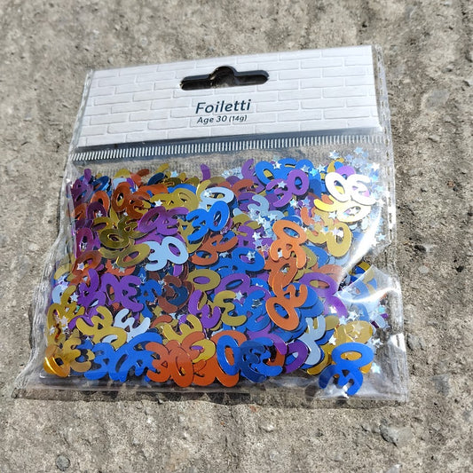 Job Lot of 12 Packets Metallic Number 30 Foiletti Confetti