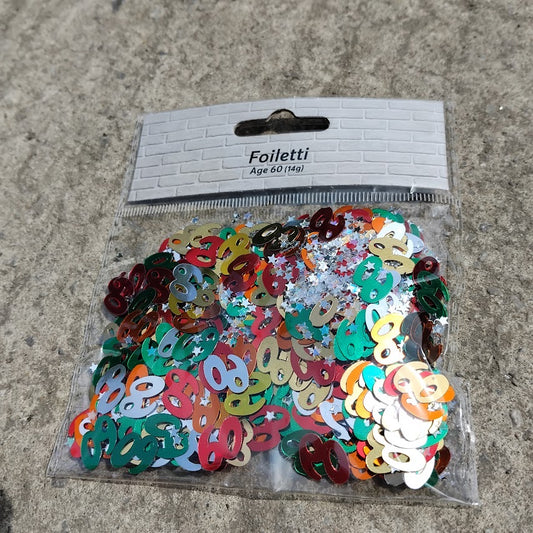 Job Lot of 12 Packets Metallic Number 60 Foiletti Confetti