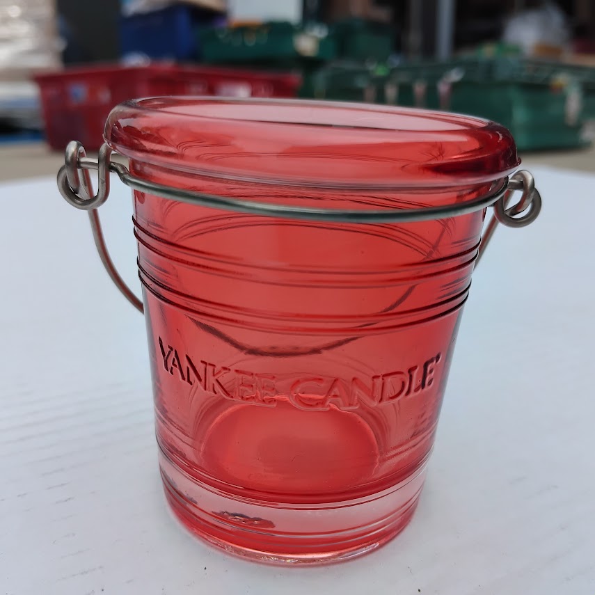 Job Lot of 12 Yankee Candle Glass Bucket Tealight Holder, Assorted Colours