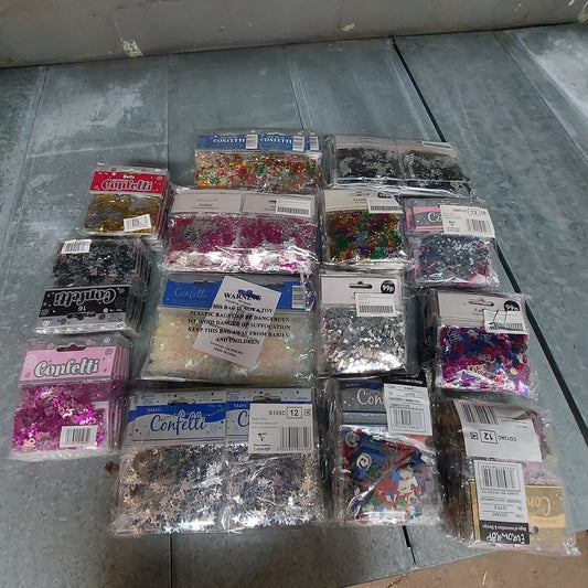 Job Lot of 144 Assorted Packets of Metallic Party Confetti