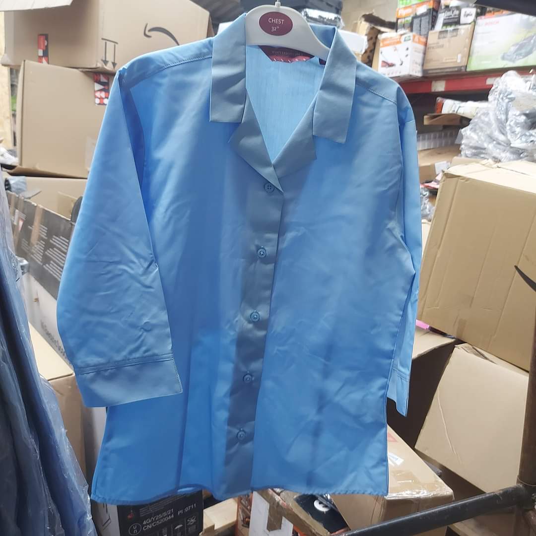 Job Lot of 12 Blue Revere Collar Girls Shirt - Assorted Sizes - Gaita Home & Garden - Job Lot Carboot Stock