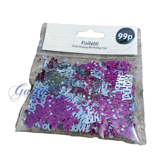 Job Lot of 12 Packets Metallic Pink Happy Birthday Foiletti Confetti - Gaita Home & Garden - Job Lot Carboot Stock