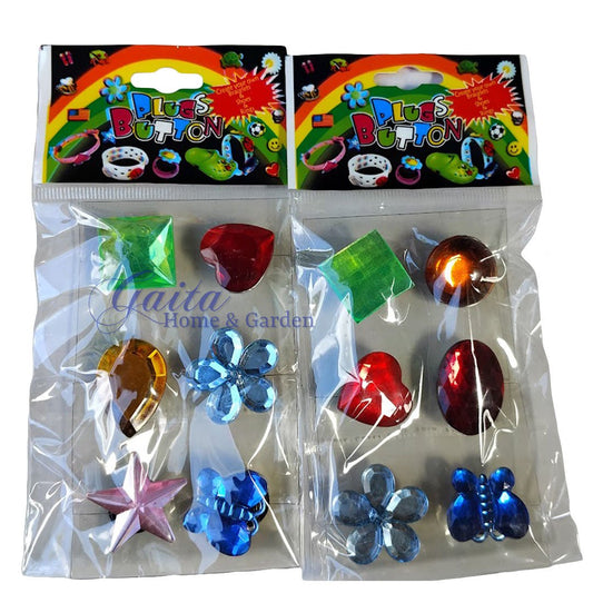 Job Lot of 12 Packets of 6 Plug Buttons Crock Jewels, Assorted Colours - Gaita Home & Garden - Job Lot Carboot Stock