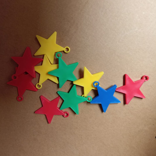 Set of 10 Small Coloured Star Tags - Gaita Home & Garden - Job Lot Carboot Stock